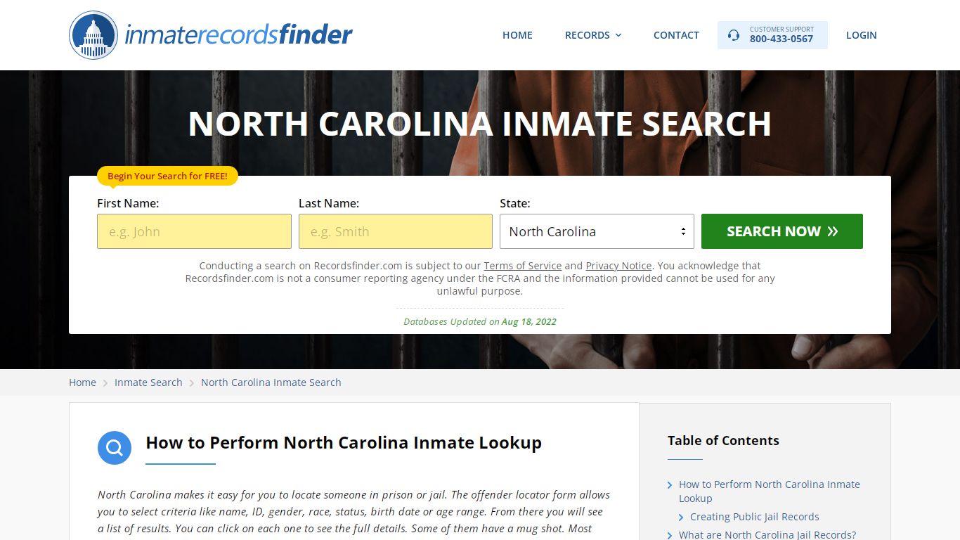 North Carolina Inmate Search - Jail & Prison Records Online